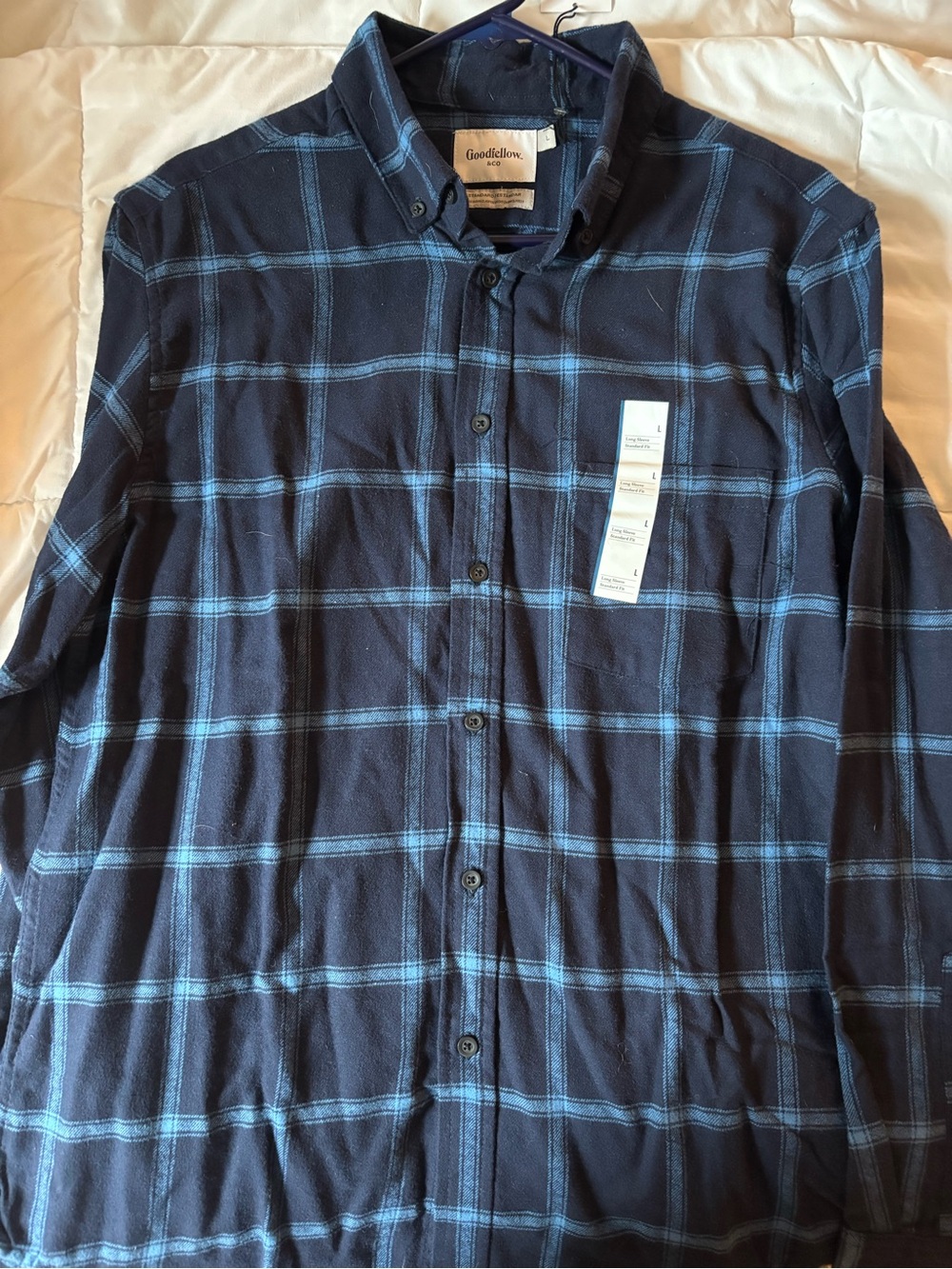 Goodfellow & Co Men's Navy Blue Plaid Button-Down Shirt